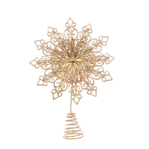 Gold Metallic Snowflake Tree Topper